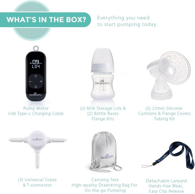BabyBuddha Breast Pump 2.0, Portable Primary Breast Pump, Wearable Hands-Free Electric Breastfeeding Pump with Soft Stimulation Mode, Hospital Grade, 3 Modes, 21 Suction Levels, 22–24mm Flange