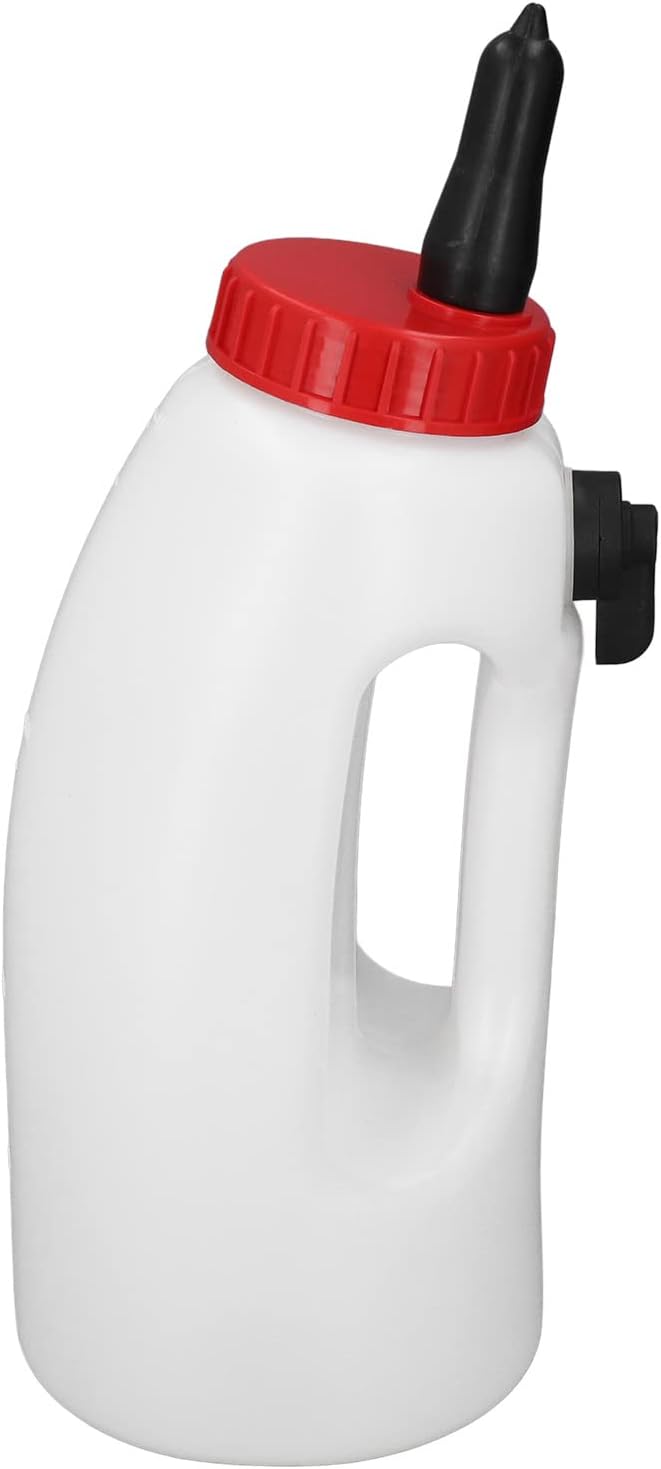 Jiawu Calf Bottle, 4L Calf Milk Feeding Bottle Nursing Bottle Calf Milk Feeder Bottle Farm Equipment with Handle, Nipple, Regulating Valve, Feeder for Nursing Baby Cows, Sheeps
