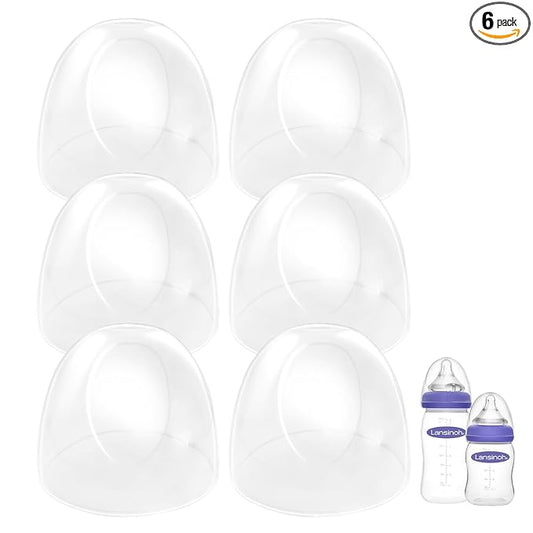 Baby Bottle Cap Compatible with Lansinoh Baby Bottles, Soft & Safe Bottle Lid, 6 Count