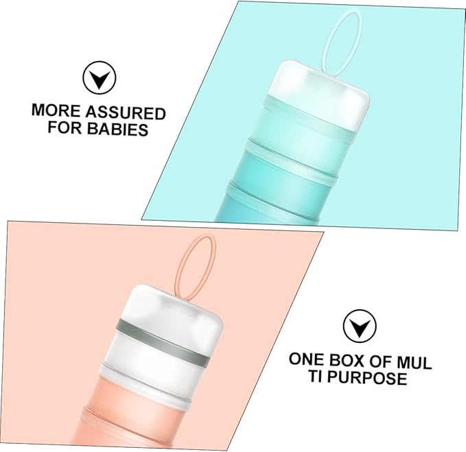 Kisangel Baby Formula Dispenser 2Pcs Portable Milk Powder Storage Box Stackable Travel Container with Detachable Compartments 7.5X3X3 Inches