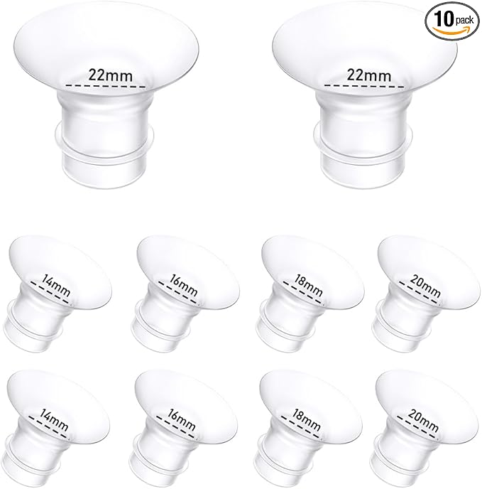 10PCS Breast Pump Flange Insert Kit - 14/16/18/20/22mm*2pc for Momcozy M5/M9/M6/S12 Pro/V1 pro/V2 pro, Spectra S1/S2, Eufy E10/S1 Pro, Medela/Elvie/Lansinoh/Paruu P10 Breast Pump Wearable Pumps