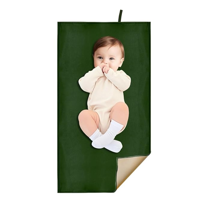 Olive Green Changing Mat for Baby, Diaper Changing Pad for Baby Travel or Home, Foldable Mat Fits Perfectly in Diaper Bag (67-06)