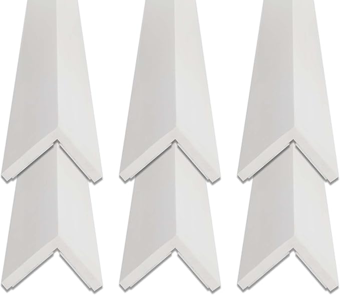 Outwater White 3" X 3" Wall Corner Protector Trim with Adhesive, 8FT Length, 6 Pack