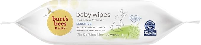 Burt’s Bees Baby Wipes, Unscented Natural for Sensitive Skin with Aloe and Vitamin E - 72 Baby Wipes – 10 Pack