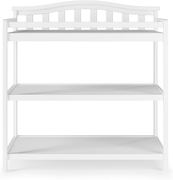 Child Craft Arch Top Infant Changing Table, Water-Resistant Pad and Safety Strap, Anti-Tip Kit Included to Prevent Tipping, Non-Toxic, Baby Safe Finish (Matte White)