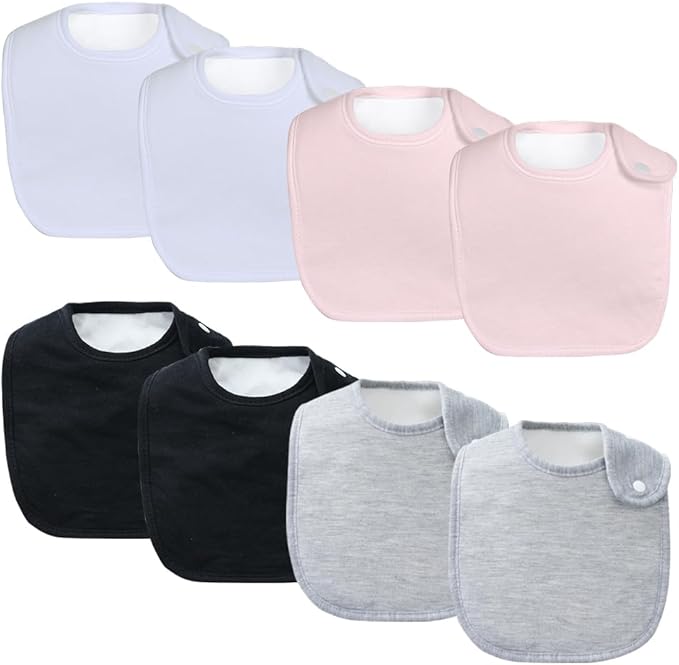 8 Pack Baby Bibs Unisex Adjustable with Snaps Ultra Soft Absorbent Drooling Teething for Boys and Girls