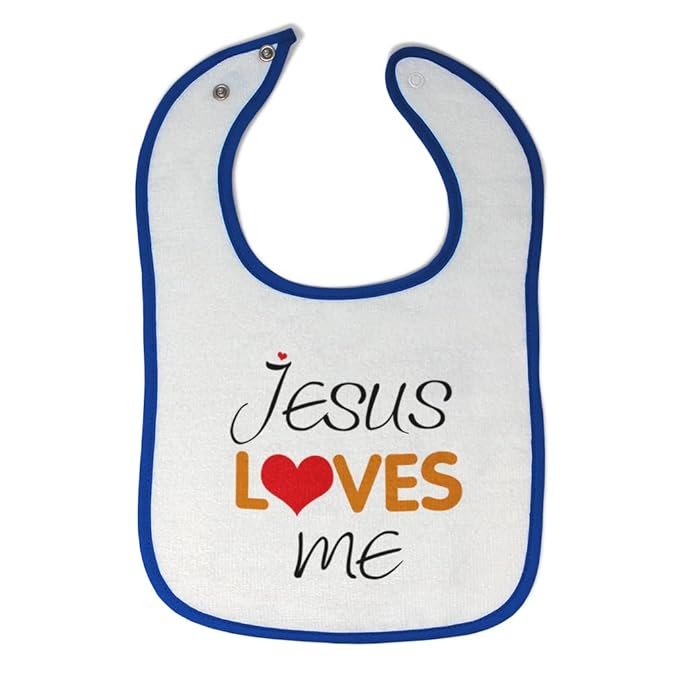 Cute Rascals Toddler & Baby Bibs Burp Cloths Christian Jesus Loves Me Christian God Cotton Baby Items for Baby Girl & Boy White Royal Blue Design Only