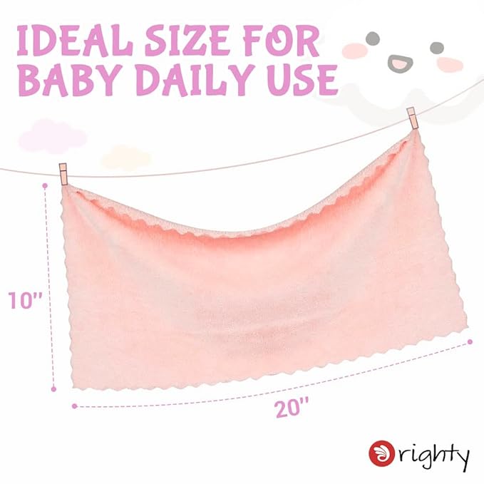 Orighty Burp Cloths, Super Soft & Highly Absorbent Coral Fleece, 20 x 10 Inch Gentle & Large Burp Rugs for Baby Sensitive Skin - Burping Cloths for Newborn Essential, 8 Pack