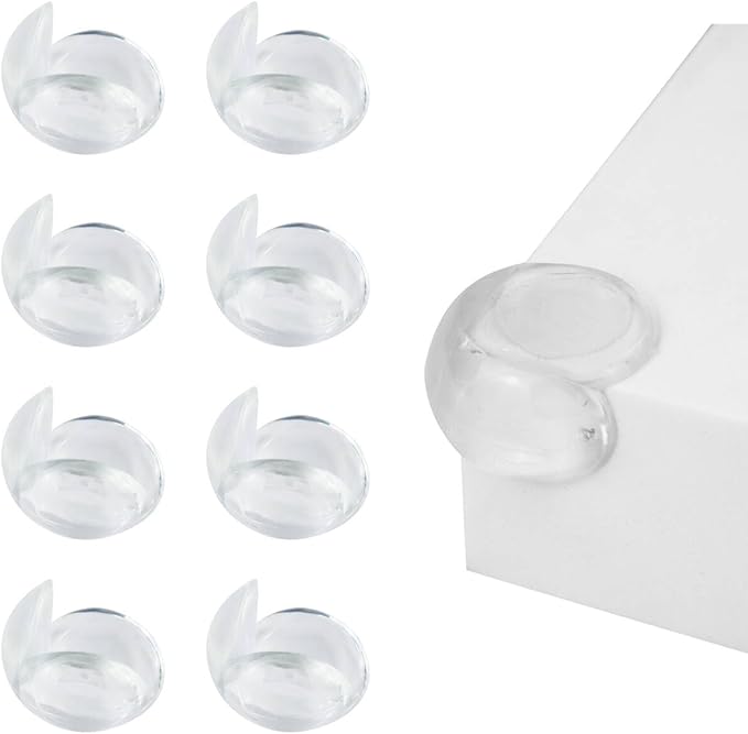 Toddler Proofing Corner Bumpers, 8 Pack Silicone Table Corner Protectors for Furniture with 3 Side Self-Adhesive, Ball-Shape Corner Covers for Sharp Edges (S, 8pcs)