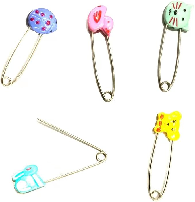 Cute Animal Fruit Baby Safety Pins Secure Clips for Fastening Baby Clothes Diaper Napkins Stainless Steel 5CM 30PCS (Animal)