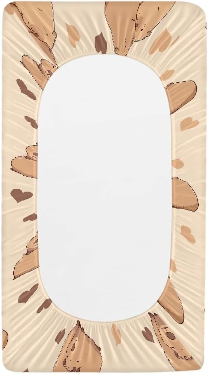 Capybara Changing Pad Cover Waterproof Sheet Crib Mat for Boys Girls Breathable Lightweight Changing Table Cover Cozy Cradle Sheets