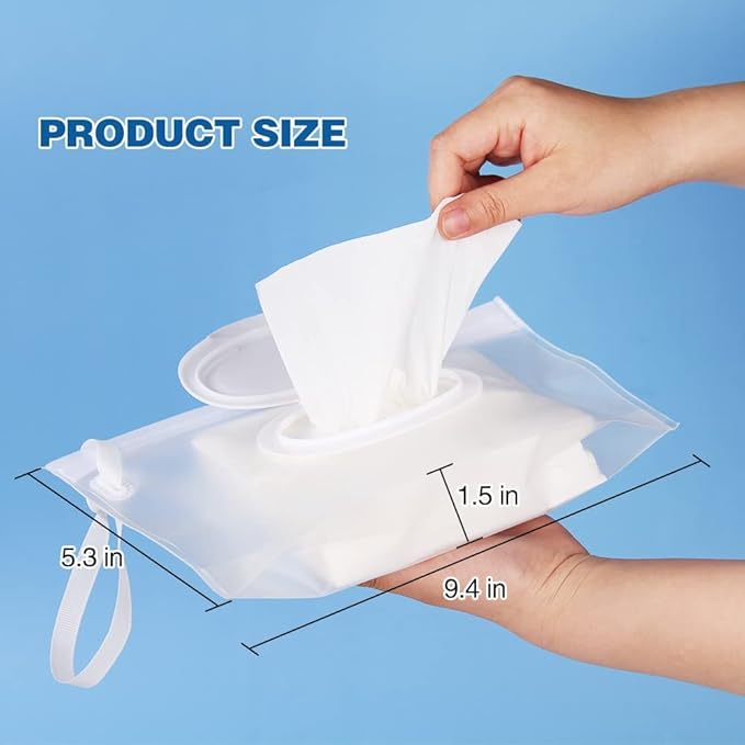 3Pcs Portable Wet Wipe Pouch Dispenser, Refillable Reusable Wipe Holder, Eco Friendly Baby Wipes Dispenser Container, Travel Wet Wipe Container for Travel, Strollers, Backpacks Wallets