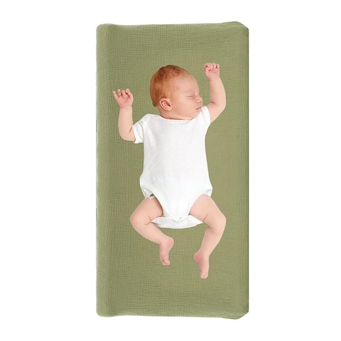 Cotton Changing Pad Cover,Unisex Diaper Change Table Sheet Ultra Soft Diaper Change Table Pad Cover Washable Changing Pad Sheets for Newborn,32in x 16in x 5in,Army Green