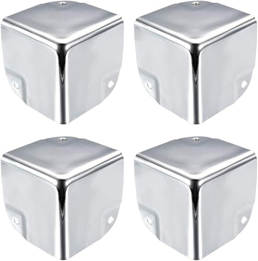 uxcell Metal Box Corner Protectors Box Edge Guard Protector 50 X 50 X 50mm Silver Tone 4pcs for Table Corners and Desk Corners