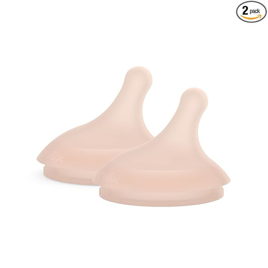 Suavinex Zero.Zero Medium Flow Asymmetrical Silicone Nipple, 2 Pack (3m+), Medium