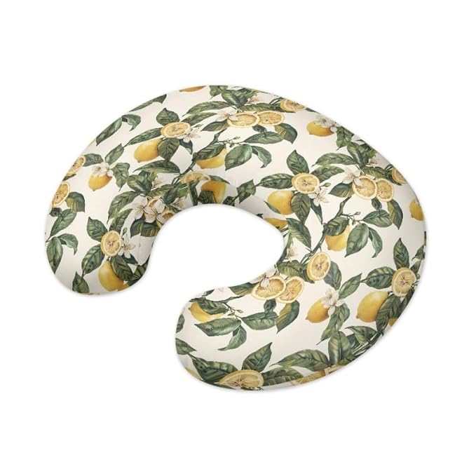 Lemon Leaves Breast Feeding Support Pillow Cover Vintage Watercolor Lemon Fit Nursing Pillow Slipcovers for Breastfeeding Moms Fruit Lemon Leaf Newborn Nursing Pillow Case