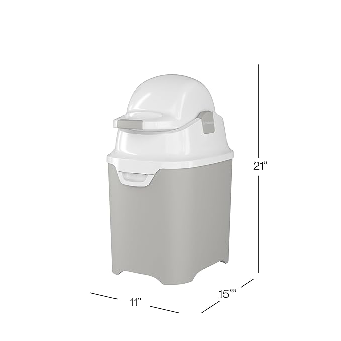 Foundations Mini Diaper Pail with Airtight Lid, Durable & Odorless Diaper Disposal, Large Capacity, Holds up to 30 Newborn Diapers, Refill with Any Bags, Baby Registry Gift - Gray