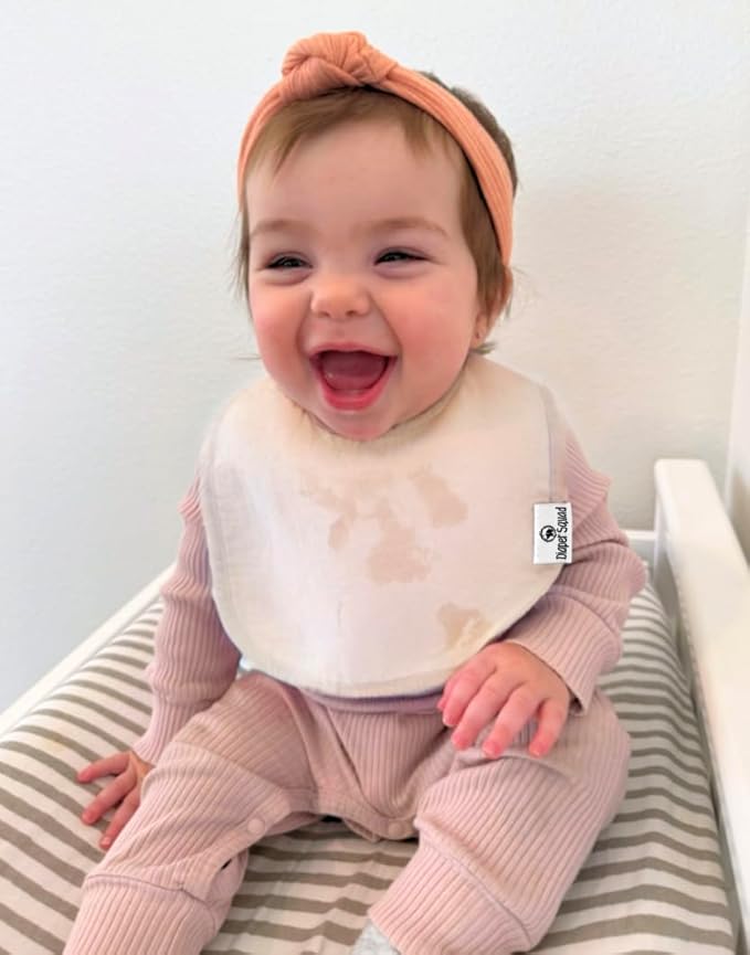 DiaperSquad's 100% Organic Cotton Baby Drool Bibs, Super Absorbent & Adjustable Baby Bibs for Drooling and Teething