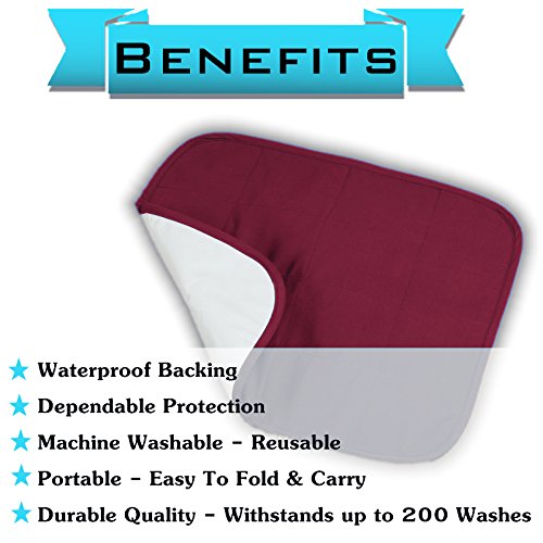 Comfort Finds Baby Changing Pad – Absorbent Reusable Diaper Changing Mat - Portable Waterproof Toddler Changing Liner (Burgundy, Single Pack) …