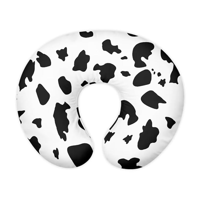 Jeiento Ultra Soft Nursing Pillow Covers Girls Black Cow Spots Deisgn Breastfeeding Pillow Slipcover Boys Elastic Feeding Pillow Covers Fits on Standard Infant Nursing Pillows