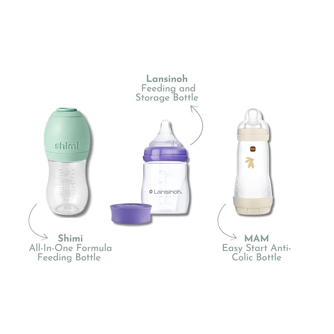 Stage 2 Flow Baby Bottle Variety Pack for Breast-to-Bottle Transition – Anti-Colic Bottles Featuring Shimi, MAM & Lansinoh – Try It Discovery Box 3–6+ Months, Tiny Trials
