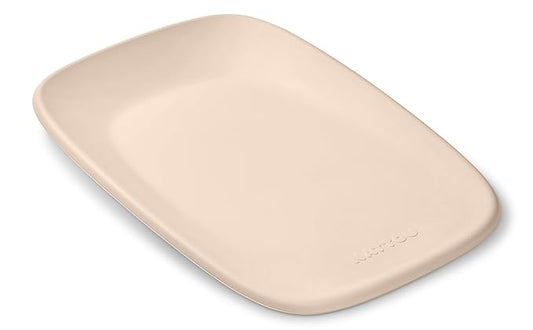 Nattou Softy Changing Pad - Wipeable Baby Changing Mat- Durable, Water-Resistant, Cocoon Shape with Honeycomb Bottom Grips BPA-Free, Assimilates Room Temperature - Beige