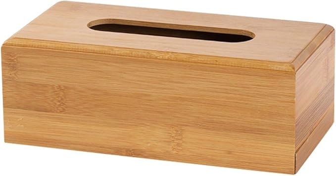 Bamboo Wooden Tissue Dispenser Box Rectangle Tissue Holder Standard Tissue Box Cover -Wet Wipe Case Baby Wipe Holder - Napkin Holder for Table