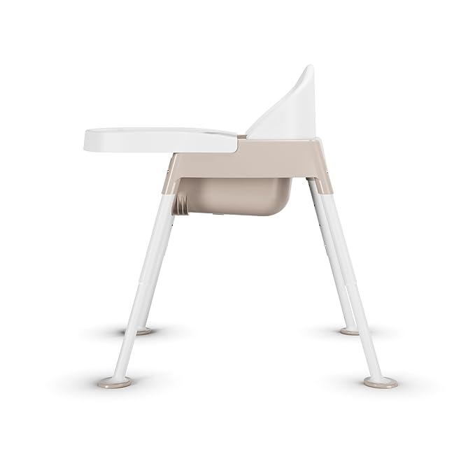 Foundations Secure Sitter 7-13" Adjustable Height Feeding Chair, 3 Pack, Stable “No Tip” Feet, 3-Point Adjustable Harness, Removable Tray, Easy to Clean, Smooth Plastic, White/Tan