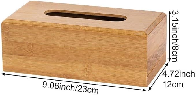 Bamboo Wooden Tissue Dispenser Box Rectangle Tissue Holder Standard Tissue Box Cover -Wet Wipe Case Baby Wipe Holder - Napkin Holder for Table