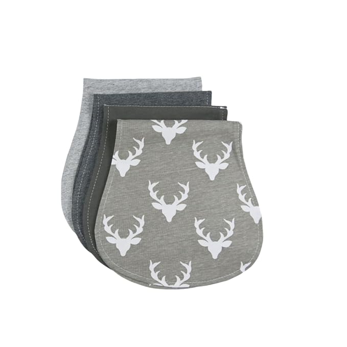 Baby Burp Cloths Baby Burp Set Curved Absorbent and Soft Valuable 4 Pack Double Layers (Grey Hue Deer)