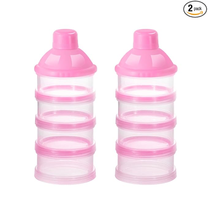 Accmor Formula Dispenser On The Go, 4 Compartments Stackable Formula Container for Travel, Baby Milk Powder Kids Snack Container, BPA Free ﻿