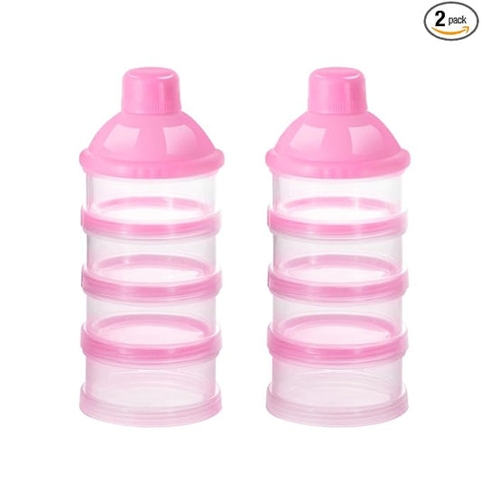 Accmor Formula Dispenser On The Go, 4 Compartments Stackable Formula Container for Travel, Baby Milk Powder Kids Snack Container, BPA Free ﻿