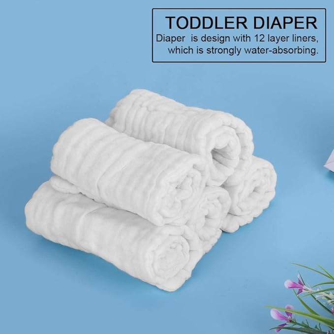 5 Pcs Baby Newborn Cotton Diaper Breathable Nappy Diapers Newborn Multifunction Washable Reusable Bath Hairdressing Towel for Children Infant Toddlers(White)