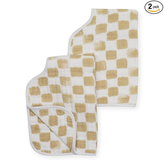 Little Unicorn Ultra-Absorbent Premium Burp Cloth 2 Pack | Soft on Baby's Skin | Larger Size | Ergonomic Design | Set of 2 (Adobe Checker)