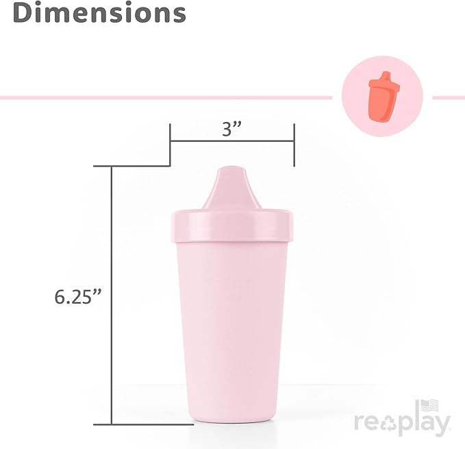 Re-Play Spill-Proof Sippy Cups for Toddlers - Kids Reusable 10 Oz Set of 3, Dishwasher & Microwave Safe, Made in USA, Modern Pink