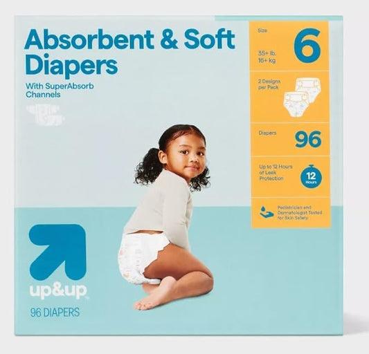 Disposable Diapers - (Size N - 162ct) up&up (Size-6, 96.0, Count)