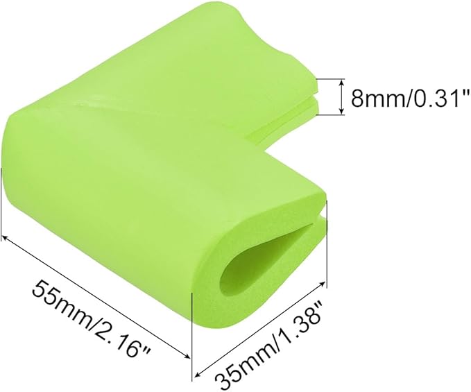 uxcell Corner Guards Edge Protectors, 8Pack U Foam Safety Bumper W Self-Adhesive Tape Furniture Corner Table Edge Guard, 2.16"x1.38"x0.315", Lawn Green