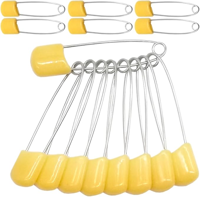 50Pcs 2.2" Plastic Head Safety Pin Nappy Cloth Diaper Safety Pins with Safe Locking Closures (Orange)