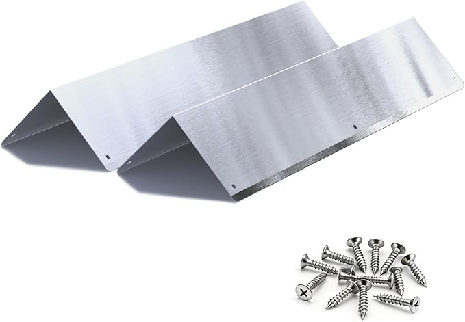 Pre-drilled Stainless Steel Wall Corner Guards 3.4x15.8 inch, Pack of 2 L Metal Wall Corner Protectors 304 Steel Corner Trim with 90° Angle Weed Whacking Protection for Outside Exterior Wall Repair