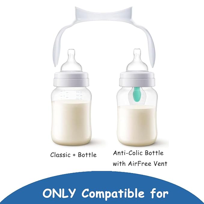 Replacement Bottle Handles Compatible with Avent Anti-Colic Bottle Series (White & Blue, 6 Pack)