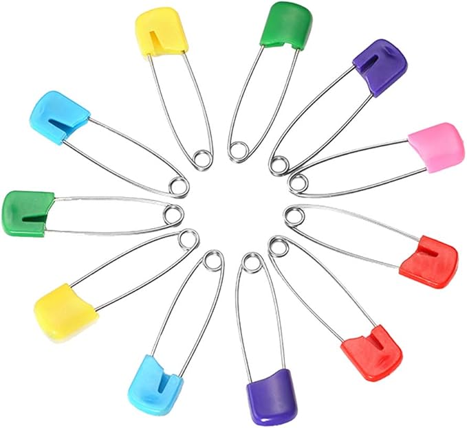 1Box(100Pcs) 5Colors 55mm/ 2.2 Inch Safety Pins Plastic Head Stainless Steel Diaper Pins Safety Locking Cloth Diaper Nappy Pins