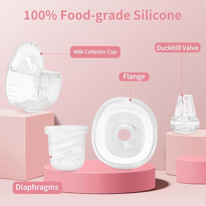 2Full Set Wearable Breast Pump Compatible with NCVI NICEGREEN Nuliie Zooawa S32 Breast Pump, Replacement Parts Include Milk Collector Cup Duckbill Valve, Silicone Diaphragm, Flange (27mm)