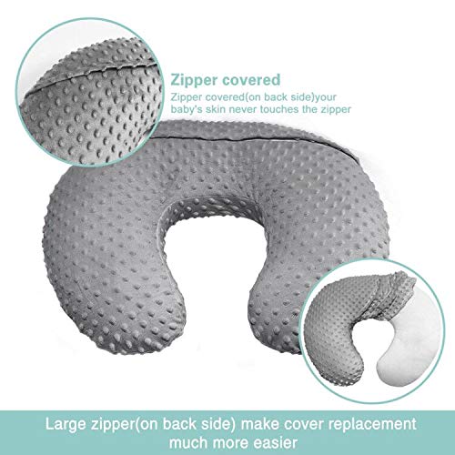 OWLOWLA Nursing Pillow Cover, Breastfeeding Pillow Slipcover Fits Nursing Pillow for Baby Boy Girl(Gray)