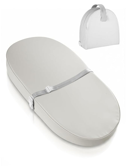 Wipeable Baby Changing Pad: Changing Pad Babies for Dresser Waterproof 31.5” * 15.7” with Removable Safety Strap for Diaper Changing on Table (Grey)