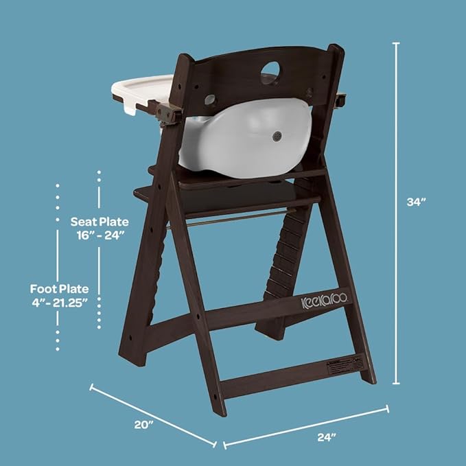 Keekaroo Height Right High Chair with Infant Insert & Tray, Espresso/Rasberry