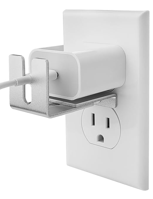 Charger Lock to Outlet, ILIVABLE Adjustable Metal Outlet Lock, Firmly Secures Power Plug from Unplugging (Silver, 2 Pack)
