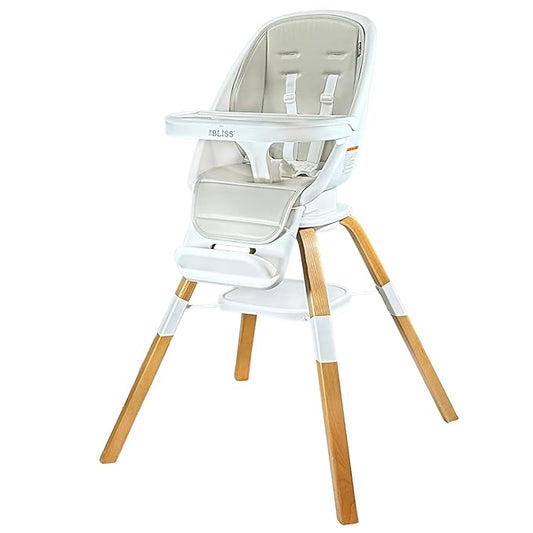 TruBliss Turn-A-Tot High Chair for Babies and Toddlers, 2 in 1 Wooden Portable Baby Feeder or Adjustable Child's Seat with 360 Degree Swivel, Removable Tray, and Pad (Grey Taupe)