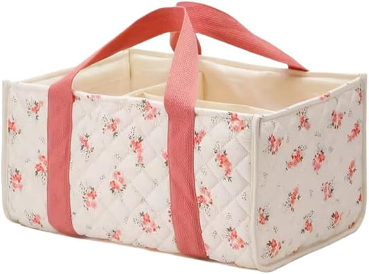 Diaper Caddy Organizer,Cute Floral Nursery Storage Basket,Soft Portable Changing Table Car Caddy Organizer Gift (Floral G)