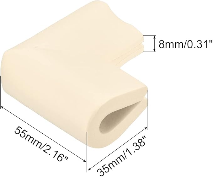 uxcell Corner Guards Edge Protectors, 12Pack U Foam Safety Bumper W Self-Adhesive Tape Furniture Corner Table Edge Guard, 2.16"x1.38"x0.315", Beige