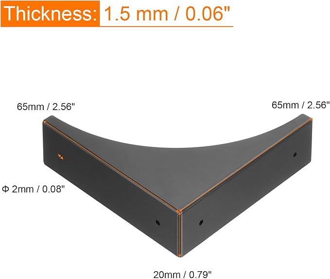 uxcell Corner Protectors, 4Pcs 2.56" - Metal Corner Protector, Vintage Decorative Corner Brackets with Screws, Edge Guards for Furniture Box Table (Black)
